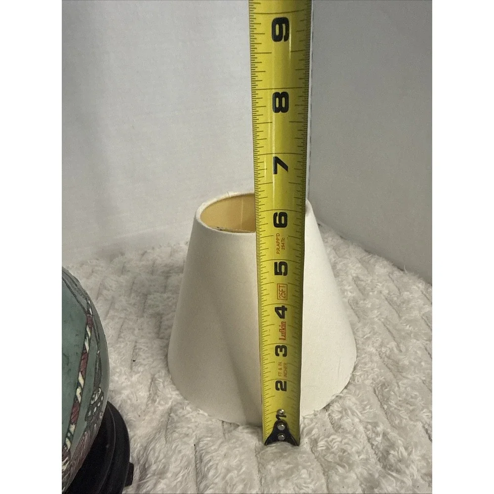 VTG Moss Teal Pink Tassel Asian Ginger Jar Tabletop Lamp Cottagecore & Shade